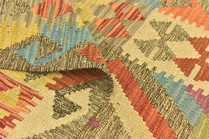 2' 9 x 4' Hand Woven Kilim Maymana Wool Rug