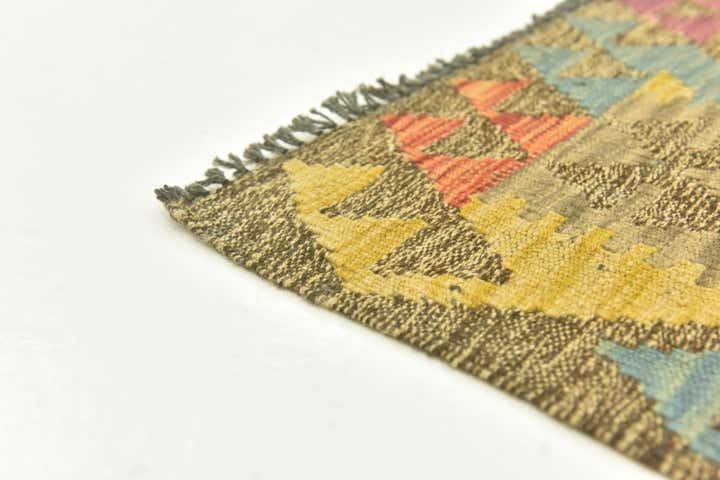 2' 9 x 4' Hand Woven Kilim Maymana Wool Rug