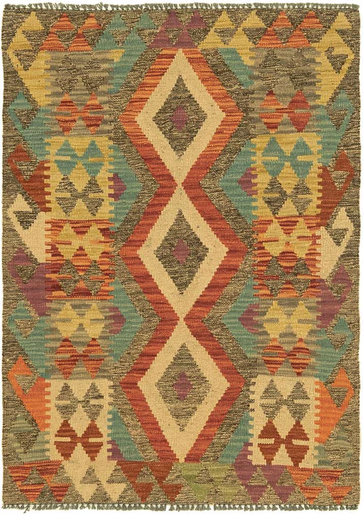 2' 9 x 4' Hand Woven Kilim Maymana Wool Rug