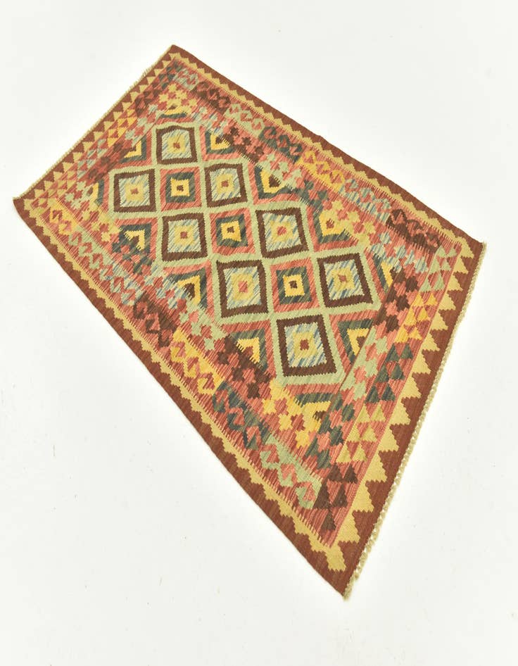 Detail image of 3' 4 x 5' 4  Hand Woven Kilim Maymana Wool Rug