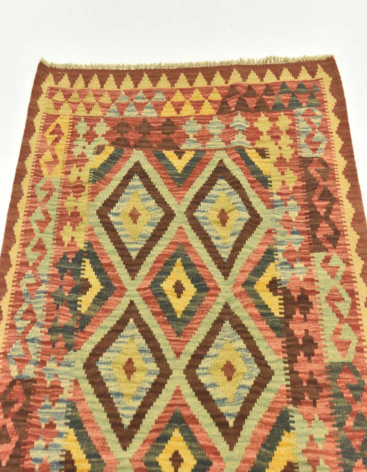 Detail image of 3' 4 x 5' 4  Hand Woven Kilim Maymana Wool Rug