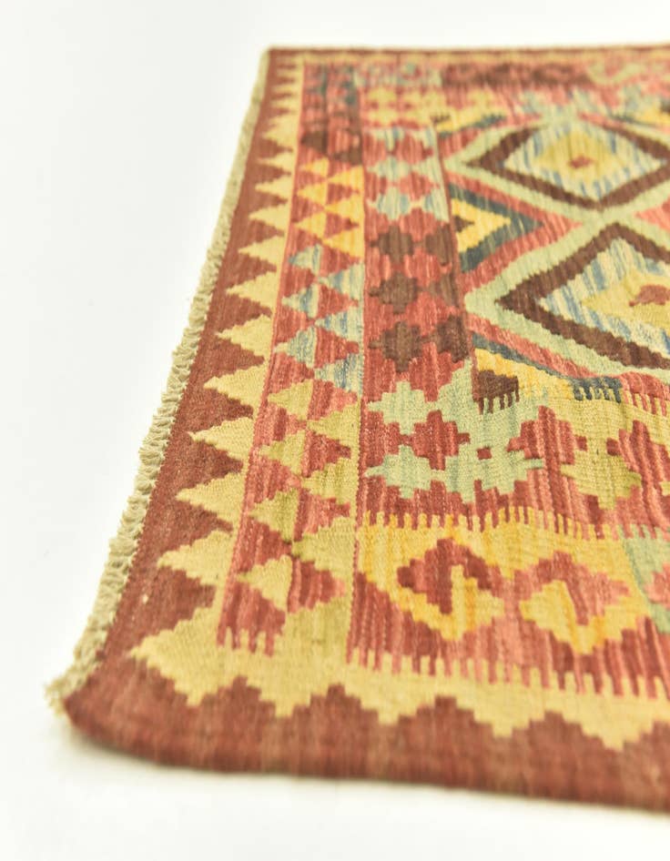 Detail image of 3' 4 x 5' 4  Hand Woven Kilim Maymana Wool Rug