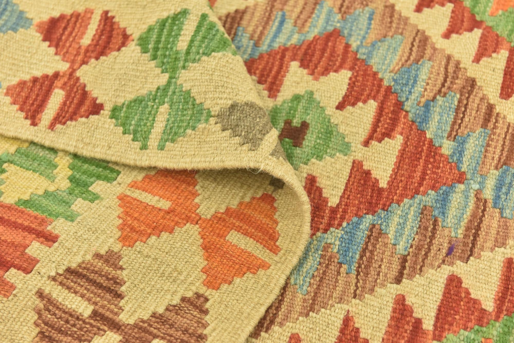 3' 6 x 4' 10 Hand Woven Kilim Maymana Wool Rug