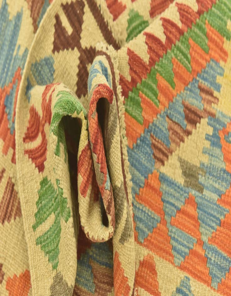 Detail image of 3' 6 x 4' 10  Hand Woven Kilim Maymana Wool Rug