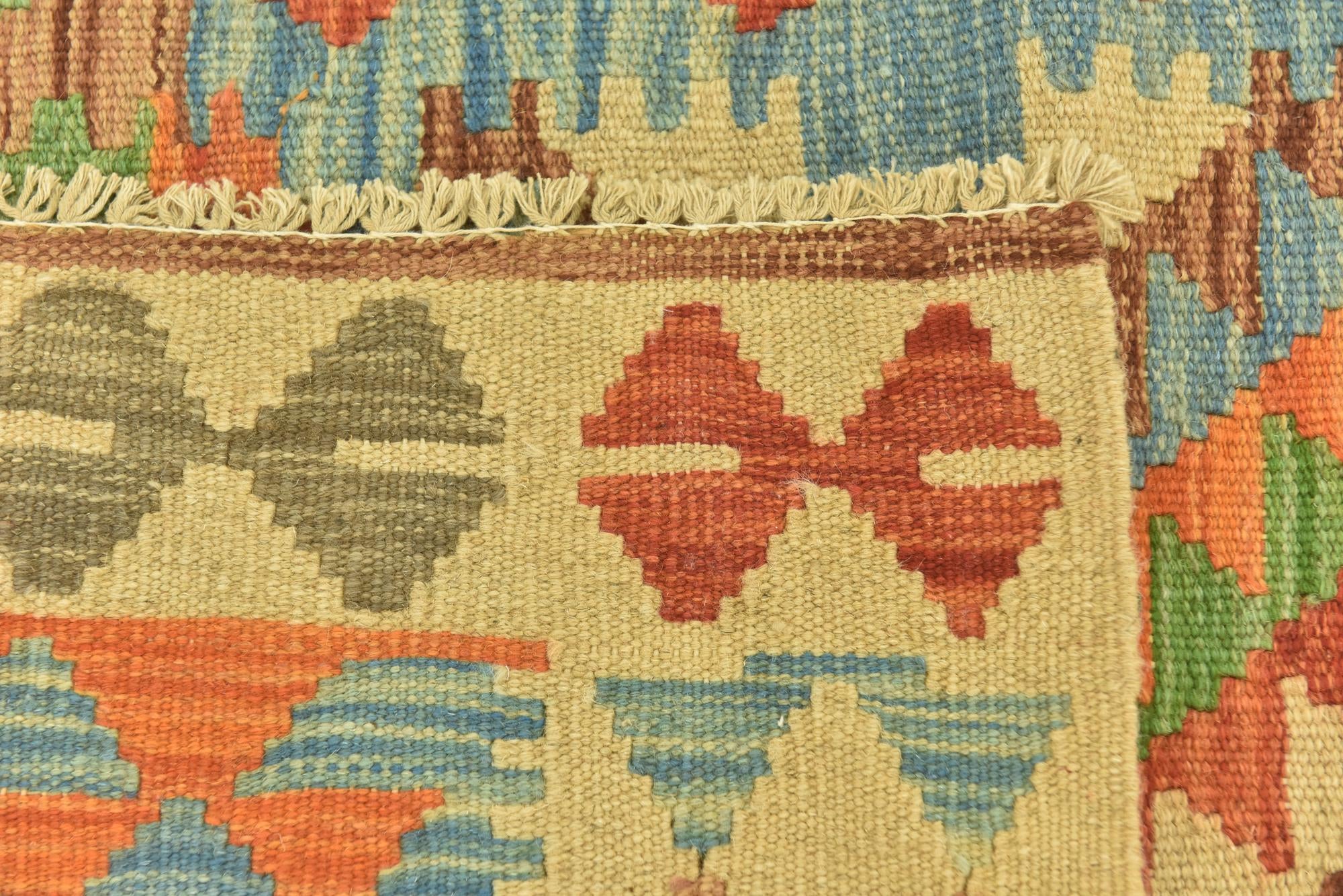 3' 6 x 4' 10 Hand Woven Kilim Maymana Wool Rug