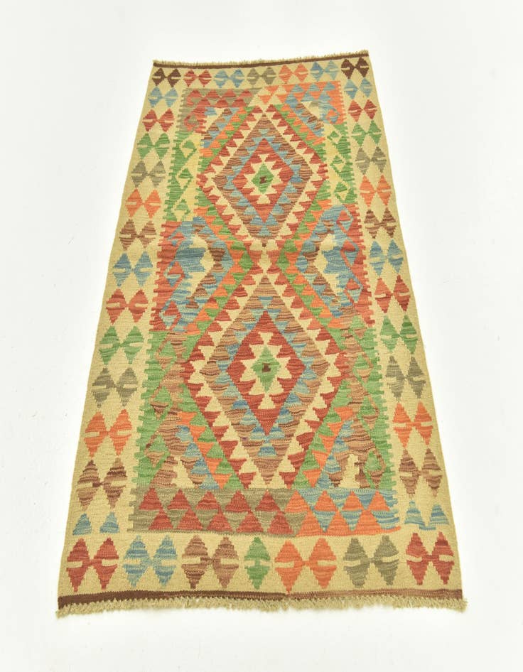 Detail image of 3' 6 x 4' 10  Hand Woven Kilim Maymana Wool Rug