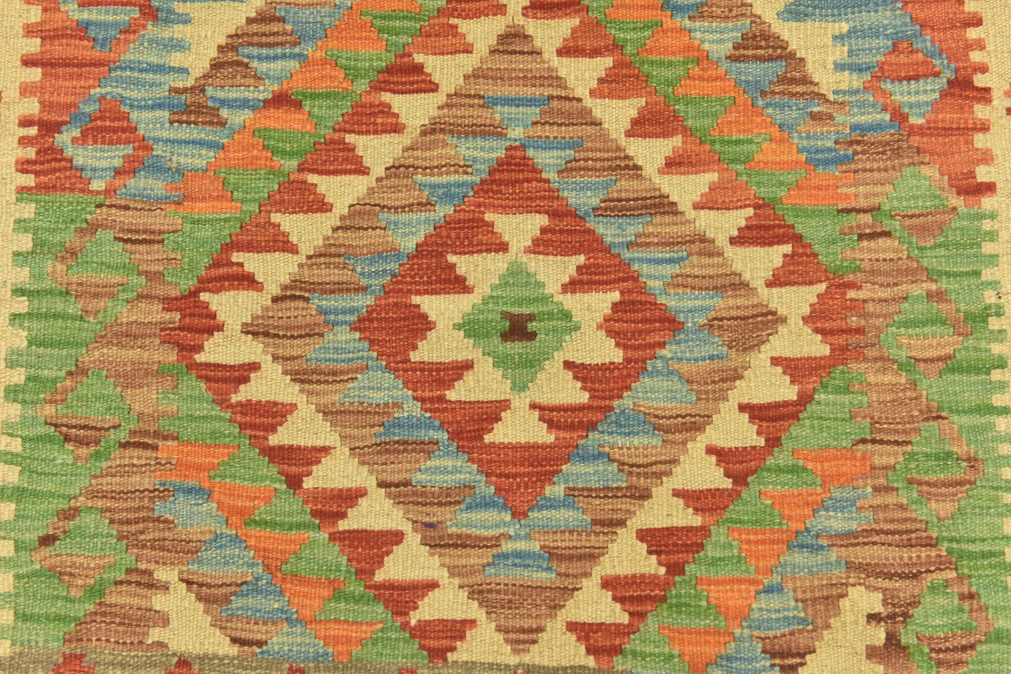 3' 6 x 4' 10 Hand Woven Kilim Maymana Wool Rug