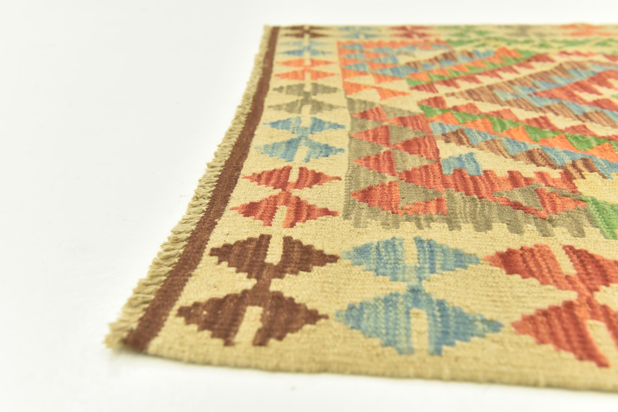3' 6 x 4' 10 Hand Woven Kilim Maymana Wool Rug