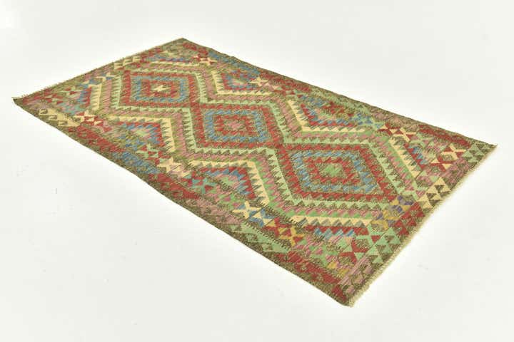 3' 4 x 6' 3 Hand Woven Kilim Maymana Wool Rug