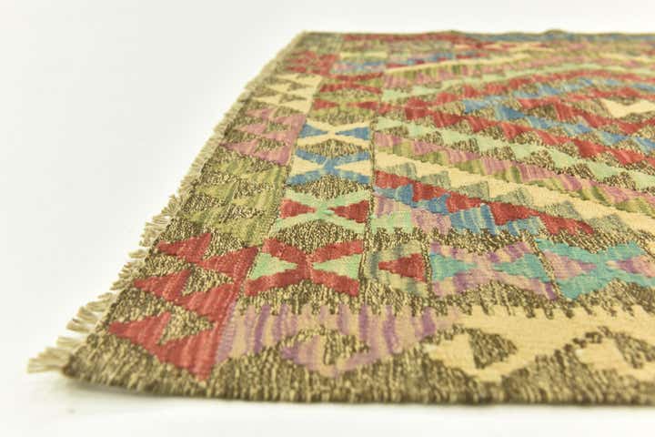 3' 4 x 6' 3 Hand Woven Kilim Maymana Wool Rug