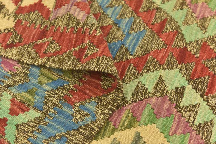 3' 4 x 6' 3 Hand Woven Kilim Maymana Wool Rug