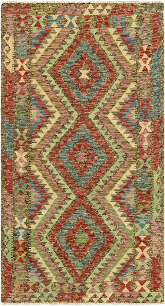 3' 4 x 6' 3 Hand Woven Kilim Maymana Wool Rug