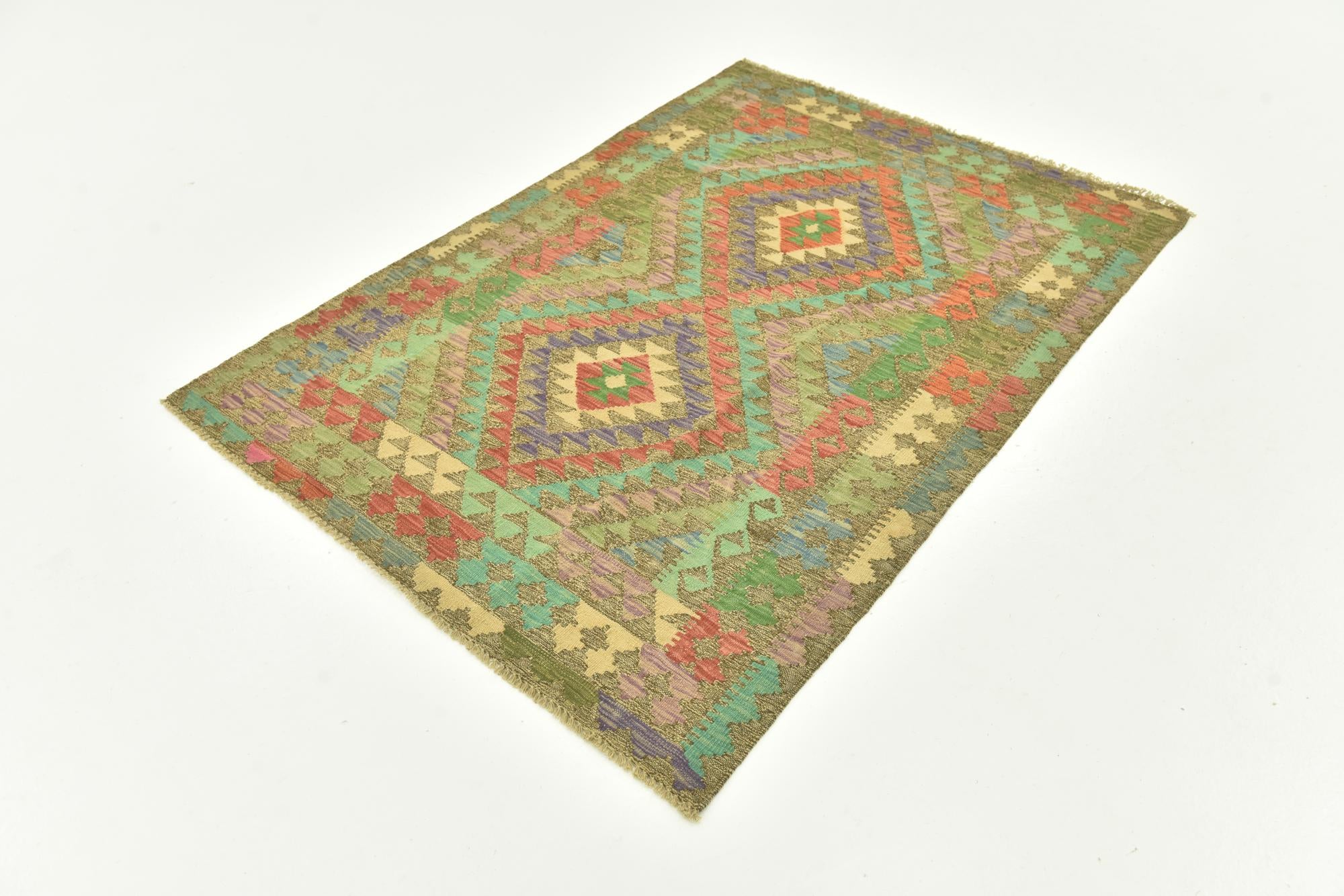 120cm x 170cm Hand Woven Kilim Maymana Wool Rug