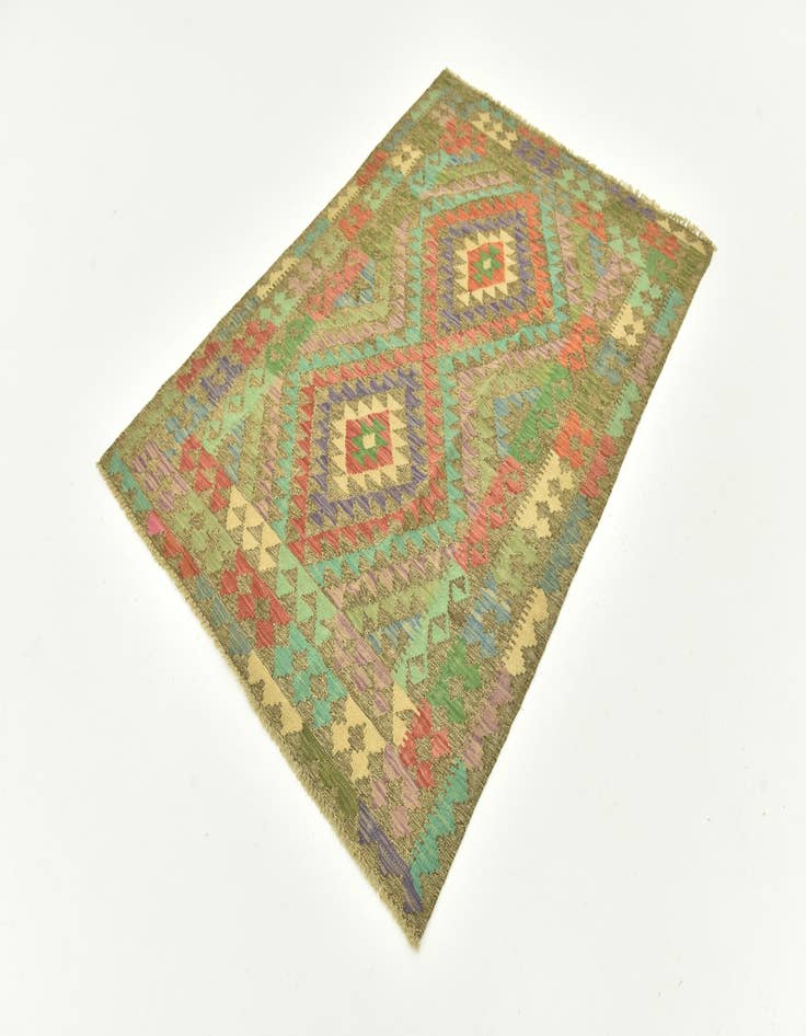 Detail image of 4' x 5' 7  Hand Woven Kilim Maymana Wool Rug