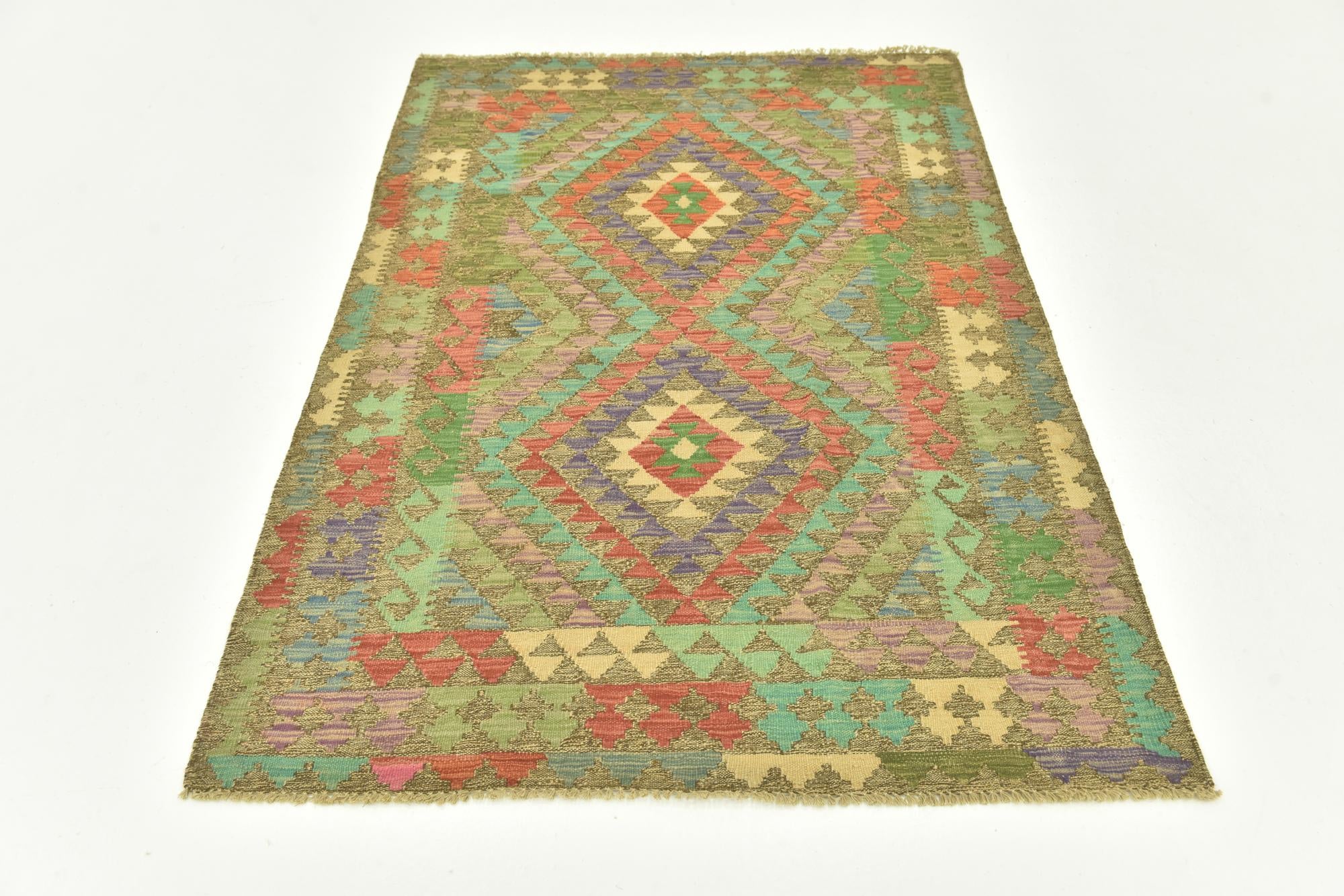 120cm x 170cm Hand Woven Kilim Maymana Wool Rug
