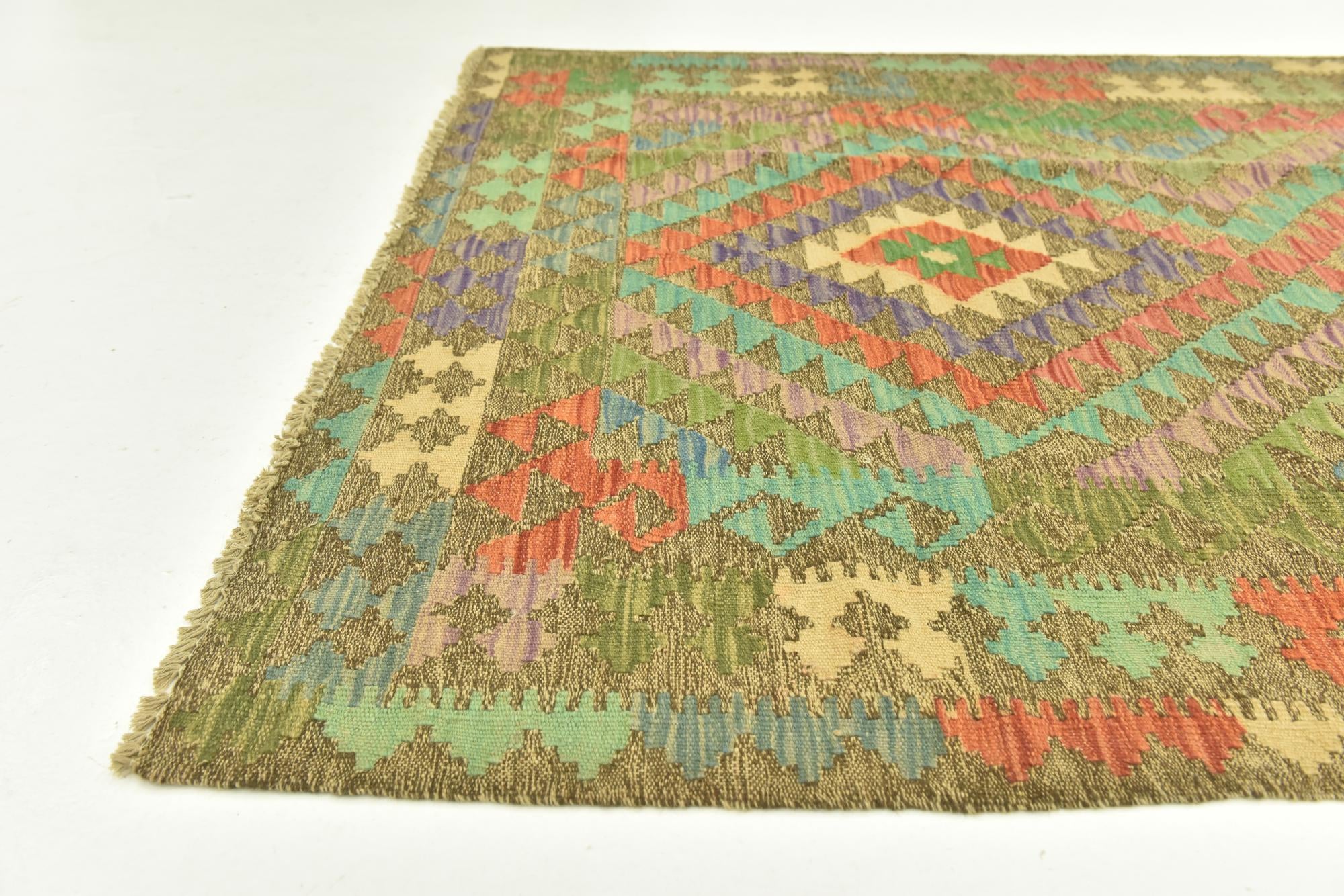 120cm x 170cm Hand Woven Kilim Maymana Wool Rug