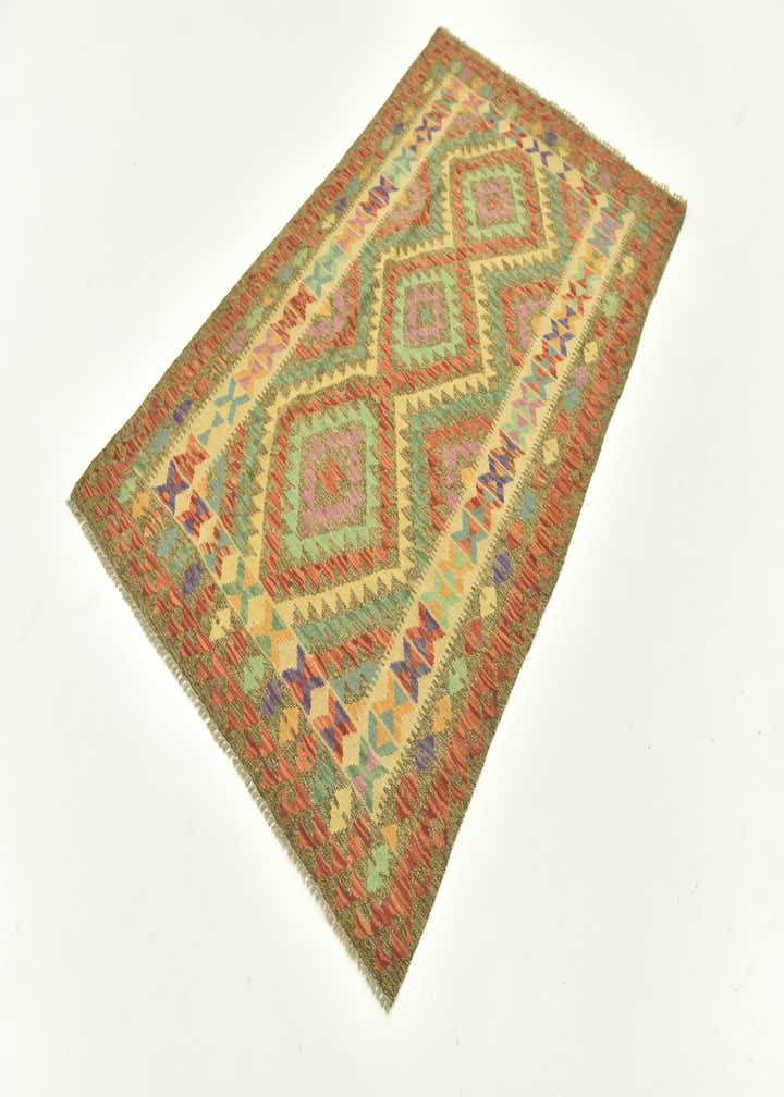 4' x 6' 4 Hand Woven Kilim Maymana Wool Rug