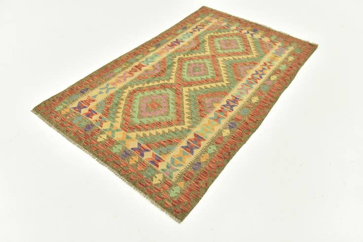 Detail image of 4' x 6' 4 Hand Woven Kilim Maymana Wool Rug