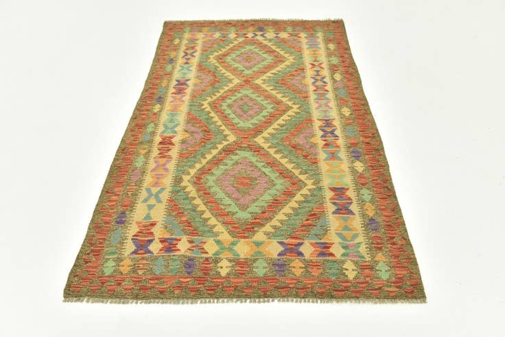 Detail image of 4' x 6' 4 Hand Woven Kilim Maymana Wool Rug