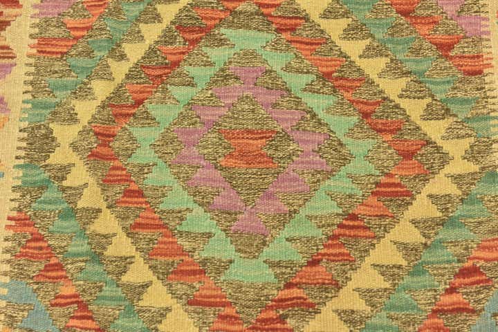 4' x 6' 4 Hand Woven Kilim Maymana Wool Rug