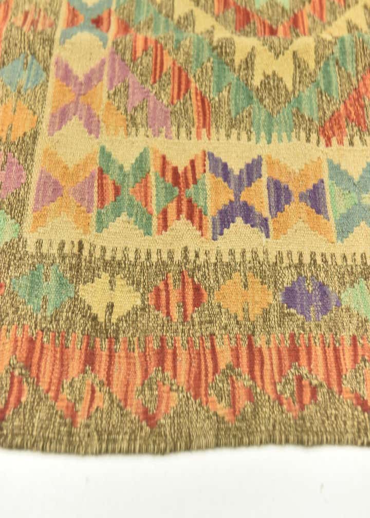 4' x 6' 4 Hand Woven Kilim Maymana Wool Rug