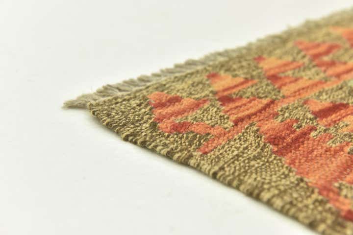 4' x 6' 4 Hand Woven Kilim Maymana Wool Rug