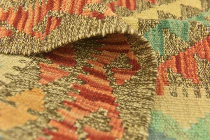 4' x 6' 4 Hand Woven Kilim Maymana Wool Rug