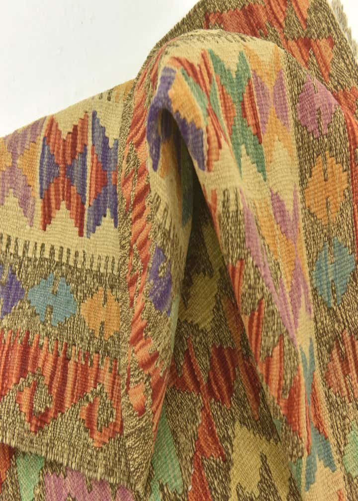 4' x 6' 4 Hand Woven Kilim Maymana Wool Rug