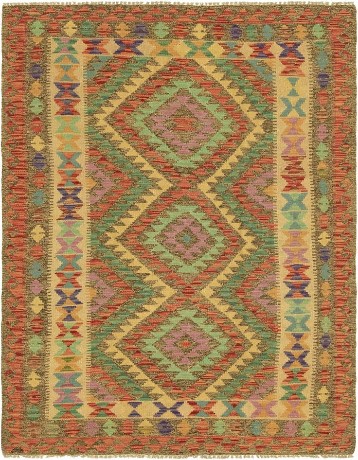 Detail image of 4' x 6' 4 Hand Woven Kilim Maymana Wool Rug