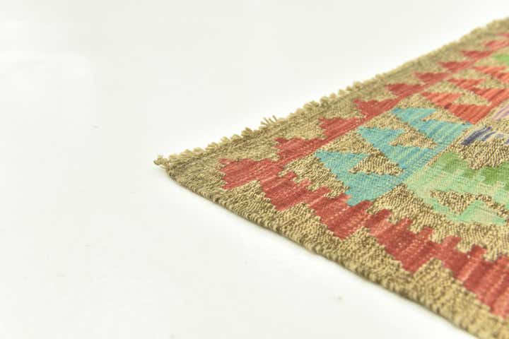 4' 2 x 5' 9 Hand Woven Kilim Maymana Wool Rug