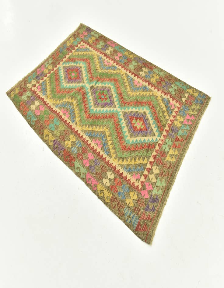 Detail image of 4' 1 x 5' 10  Hand Woven Kilim Maymana Wool Rug