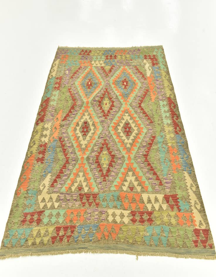 Detail image of 5' 1 x 6' 4  Hand Woven Kilim Maymana Wool Rug