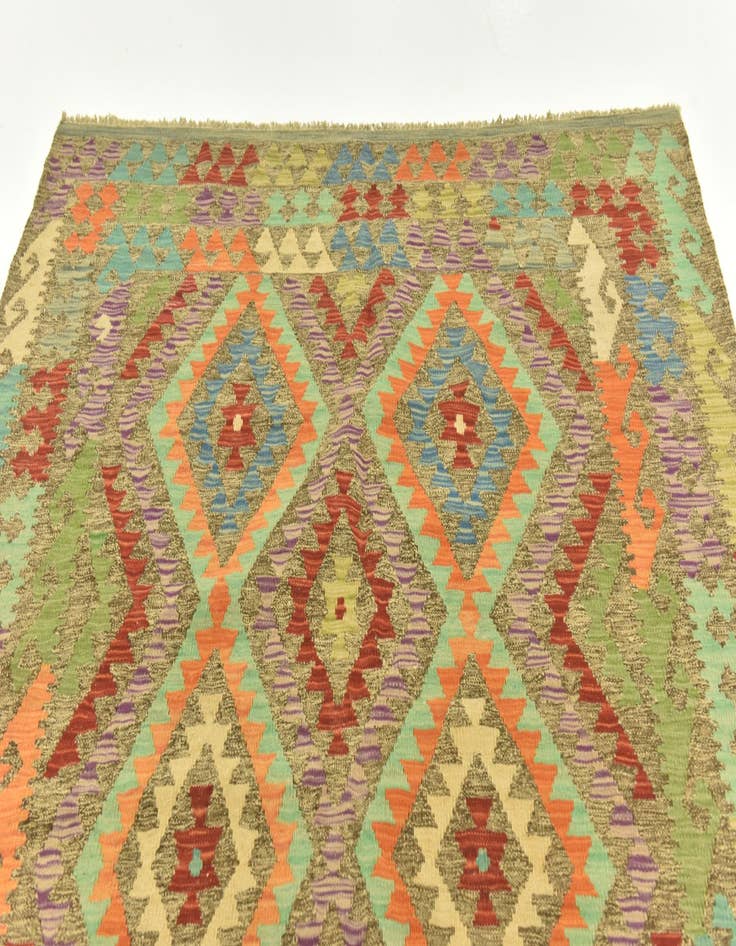 Detail image of 5' 1 x 6' 4  Hand Woven Kilim Maymana Wool Rug