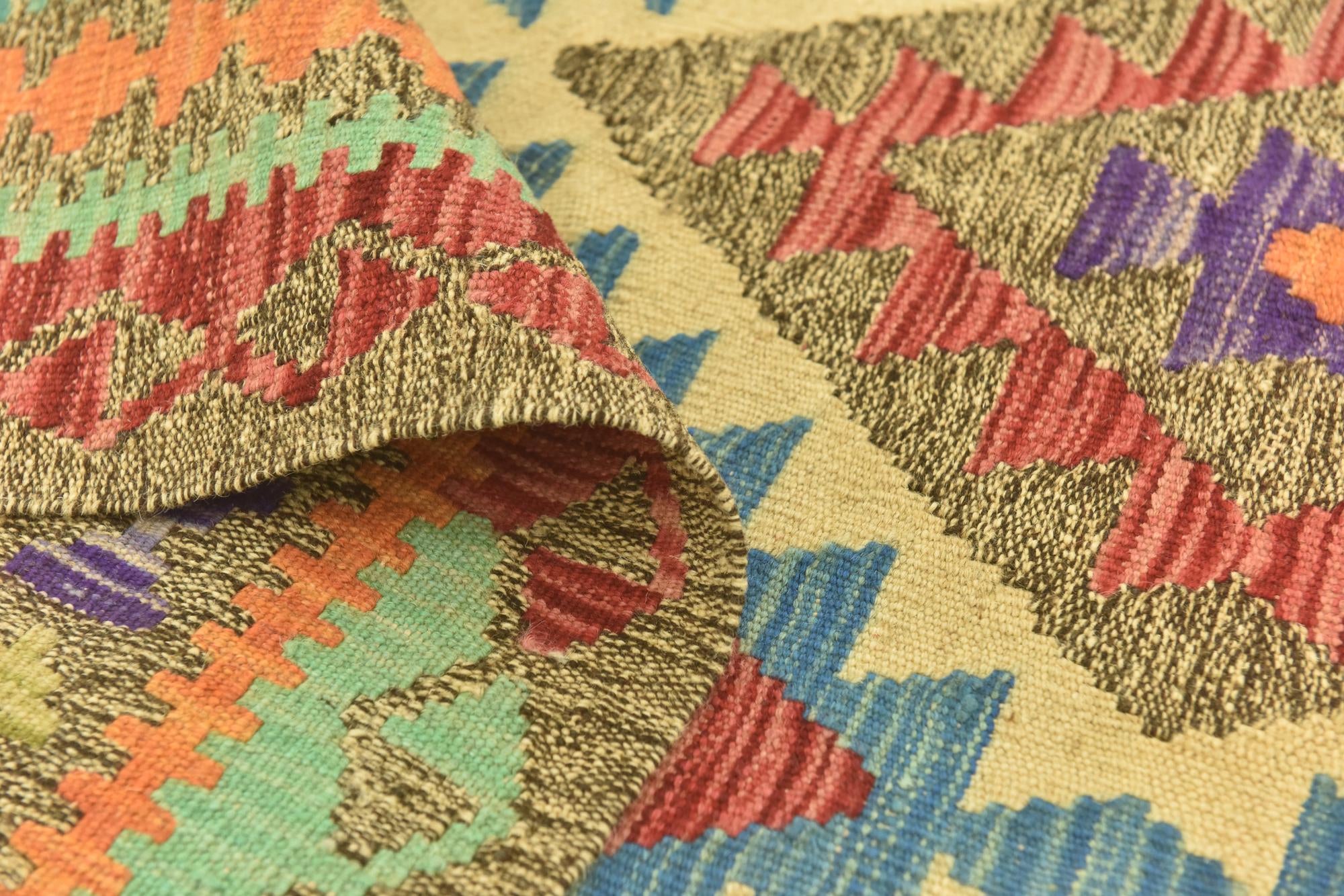 145cm x 205cm Tejido a mano Kilim Maymana Alfombra Lana
