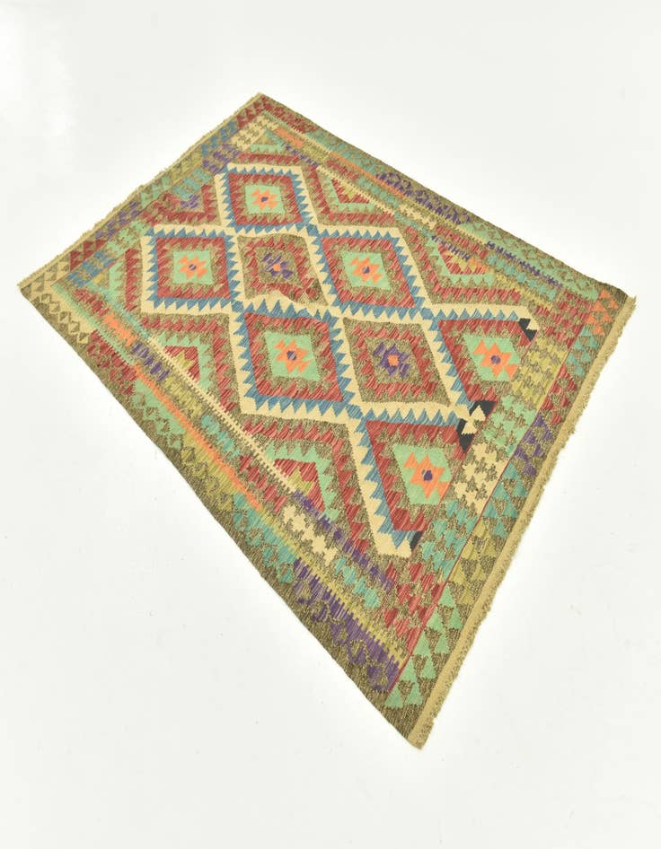 Detail image of 4' 9 x 6' 9  Hand Woven Kilim Maymana Wool Rug