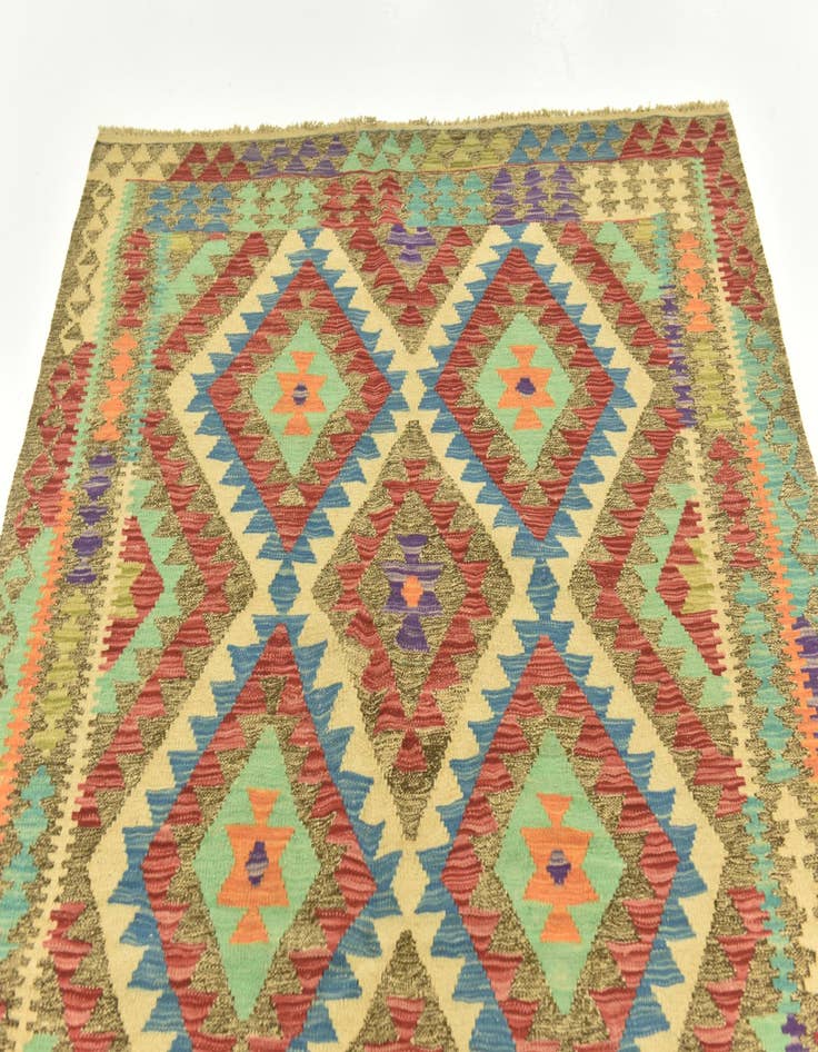 Detail image of 4' 9 x 6' 9  Hand Woven Kilim Maymana Wool Rug