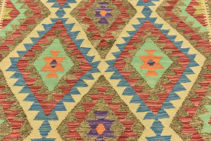 Detail image of 4' 9 x 6' 9 Hand Woven Kilim Maymana Wool Rug