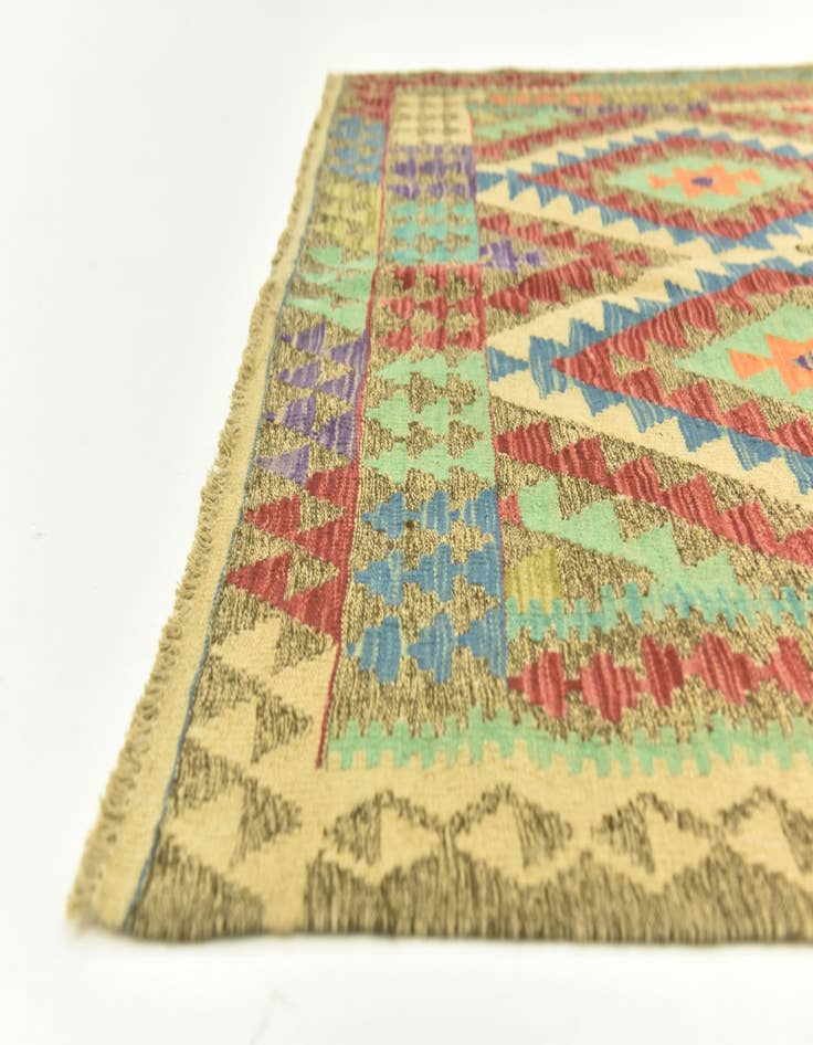 Detail image of 4' 9 x 6' 9  Hand Woven Kilim Maymana Wool Rug