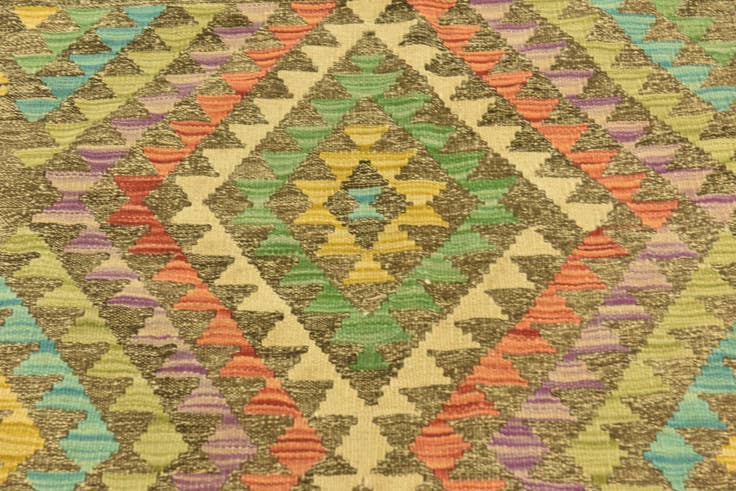 Detail image of 4' 10 x 6' 4 Hand Woven Kilim Maymana Wool Rug