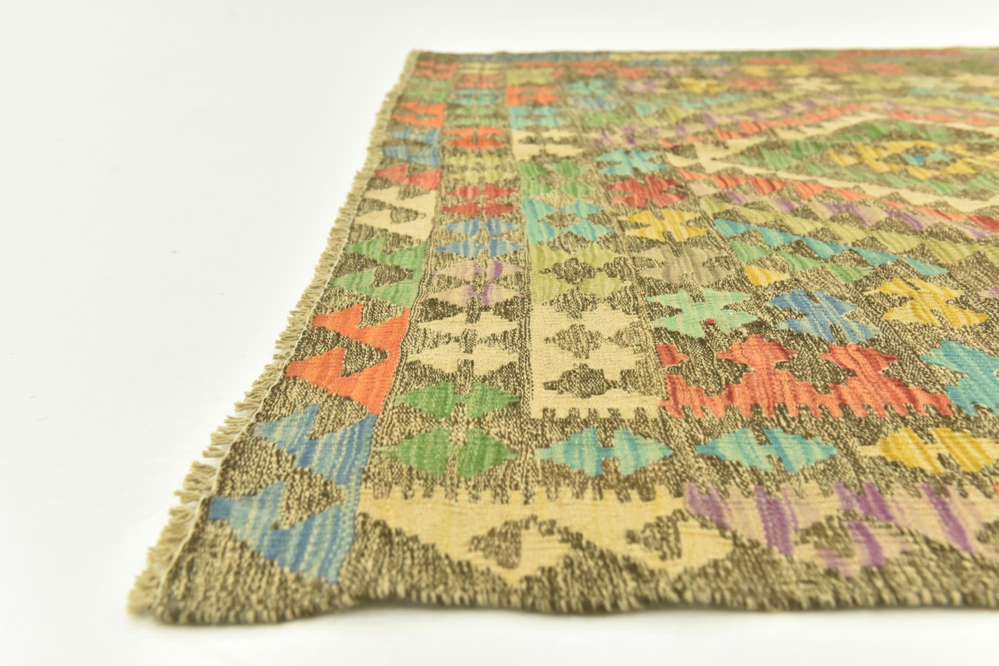 145cm x 195cm Tejido a mano Kilim Maymana Alfombra Lana