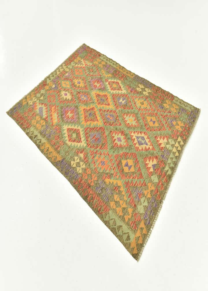 4' 10 x 6' 5 Hand Woven Kilim Maymana Wool Rug