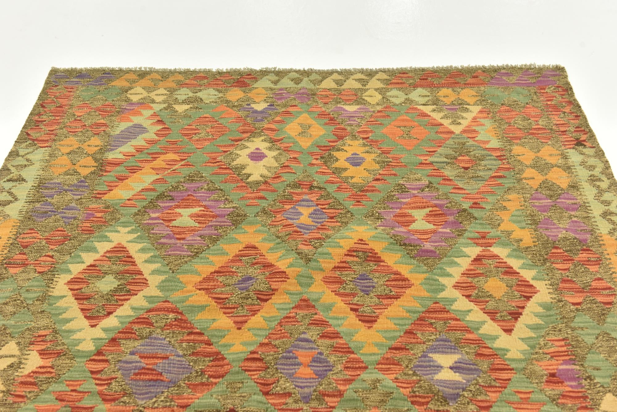 145cm x 195cm Tejido a mano Kilim Maymana Alfombra Lana