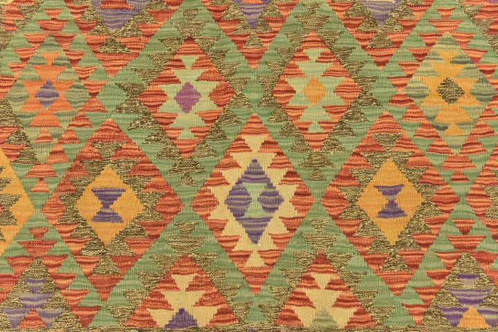 4' 10 x 6' 5 Hand Woven Kilim Maymana Wool Rug