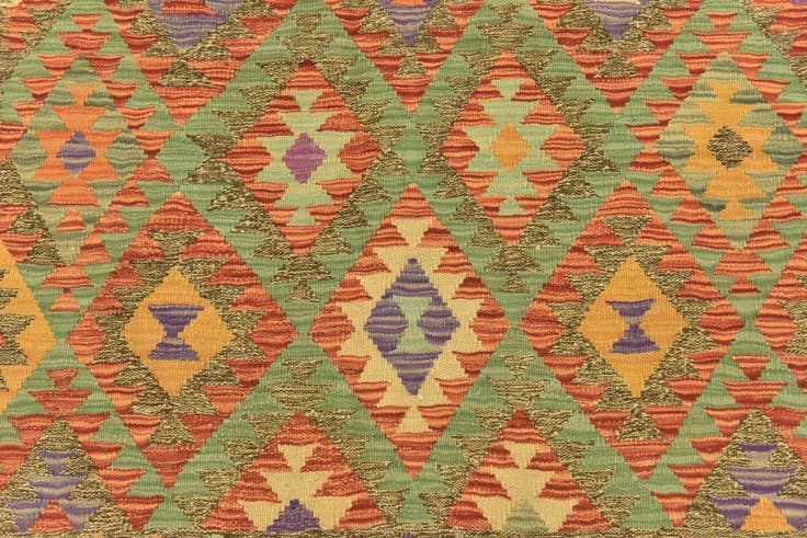 Detail image of 4' 10 x 6' 5 Hand Woven Kilim Maymana Wool Rug