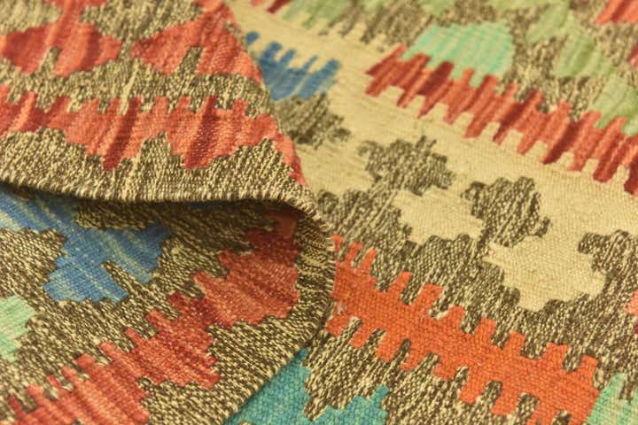 5' x 6' 6 Hand Woven Kilim Maymana Wool Rug