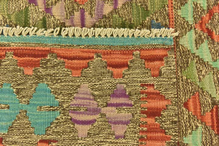 5' x 6' 6 Hand Woven Kilim Maymana Wool Rug