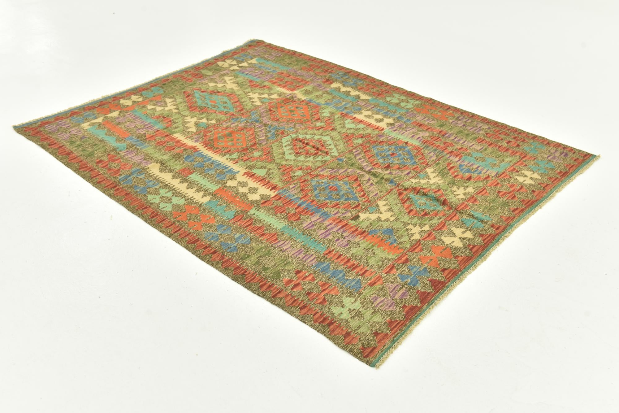 150cm x 200cm Tejido a mano Kilim Maymana Alfombra Lana