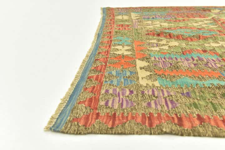 5' x 6' 6 Hand Woven Kilim Maymana Wool Rug