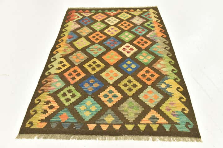 3' 5 x 5' Hand Woven Kilim Maymana Wool Rug