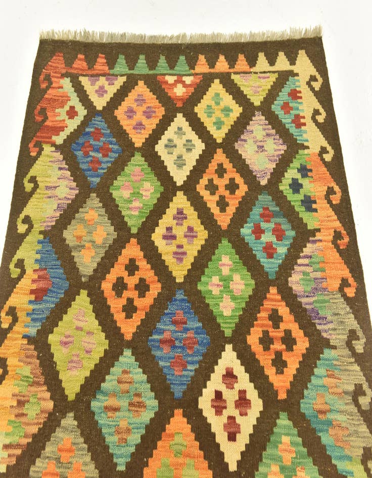 Detail image of 3' 5 x 5'  Hand Woven Kilim Maymana Wool Rug